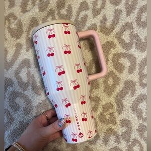 HydroJug Cherry Pattern Tumbler with Pink Handle